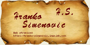 Hranko Simenović vizit kartica